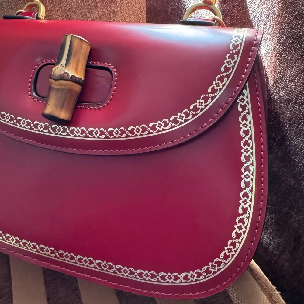 Gucci Bamboo Handle Red Box Leather Special Edition Handbag size M - Picture 6 of 16
